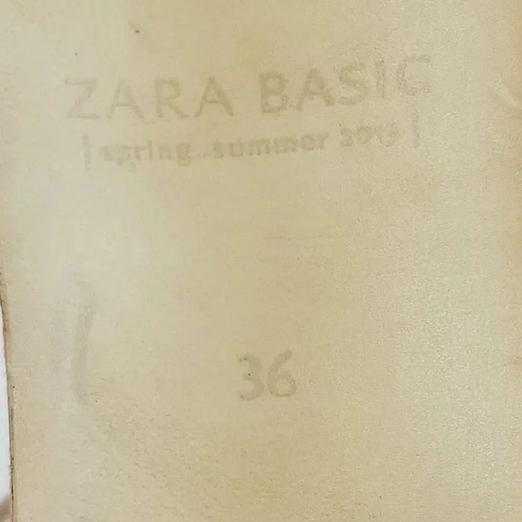 Zara Basic Size 36 (US 5.5-6) Women's Red Suede Ankle Strap Gold Heel Pumps - Picture 5 of 12